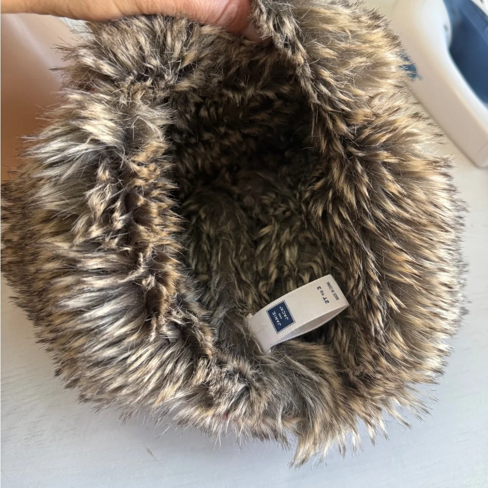 Janie & Jack Fair Isle Trapper Hat Faux Fur Sz 2-3T